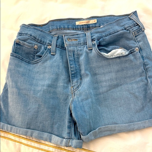 Blue Denim Mid Length Shorts - Picture 1 of 3